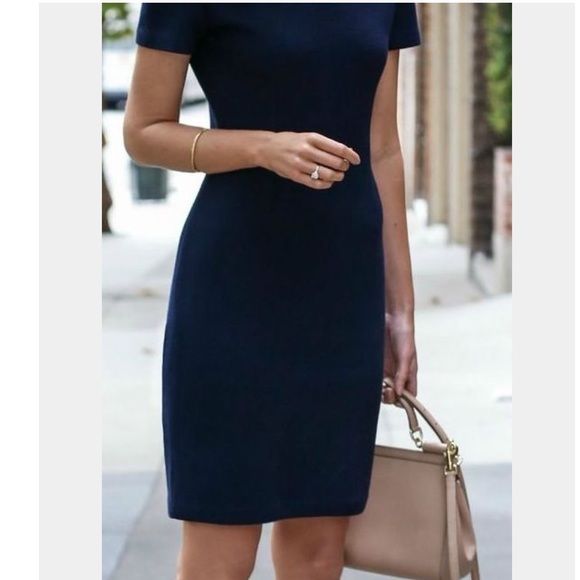 dark blue sheath dress